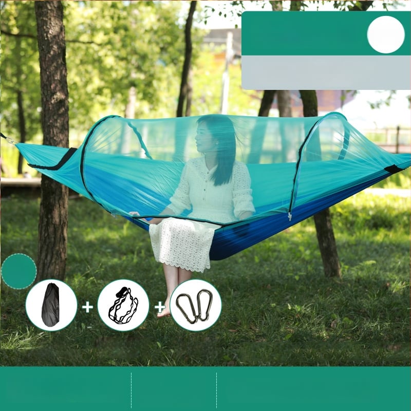 Kültéri függőágy rovarhálóval és árnyékolóval, vászon felület, terhelhetőség 600 kg, tömeg 1.7–2.7 kg, konzol nélkül, egy személy számára