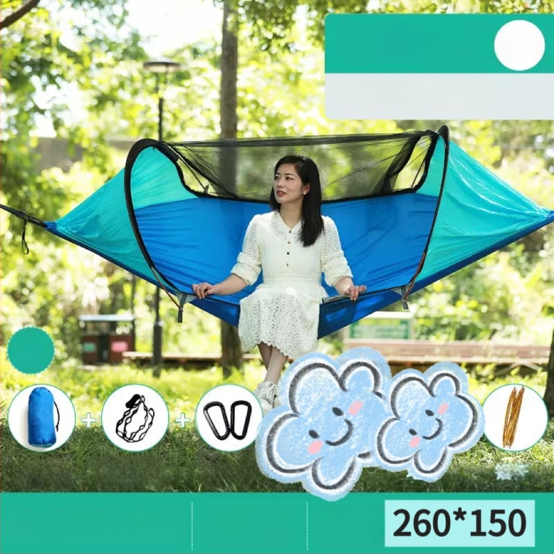 Kültéri függőágy rovarhálóval és árnyékolóval, vászon felület, terhelhetőség 600 kg, tömeg 1.7–2.7 kg, konzol nélkül, egy személy számára