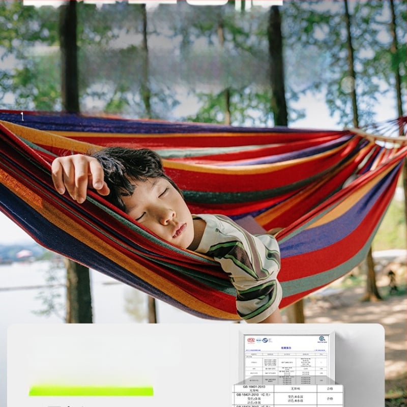 Oldalsó védőrúddal ellátott függőágy; felnőttek és gyerekek számára; vászon anyag; teherbírás 250 kg; vastagított kötéllel