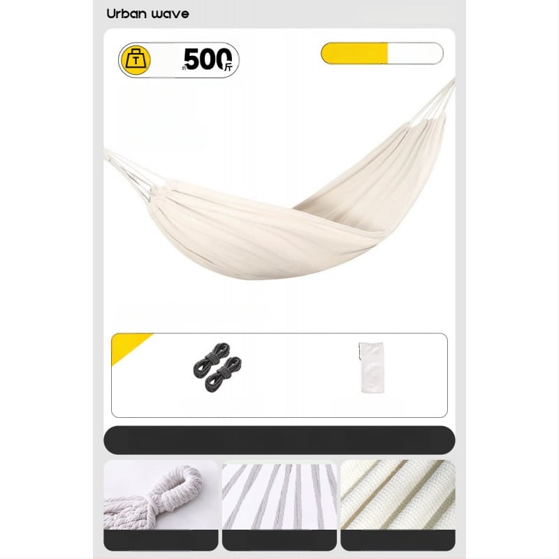 Oldalsó védőrúddal ellátott függőágy; felnőttek és gyerekek számára; vászon anyag; teherbírás 250 kg; vastagított kötéllel