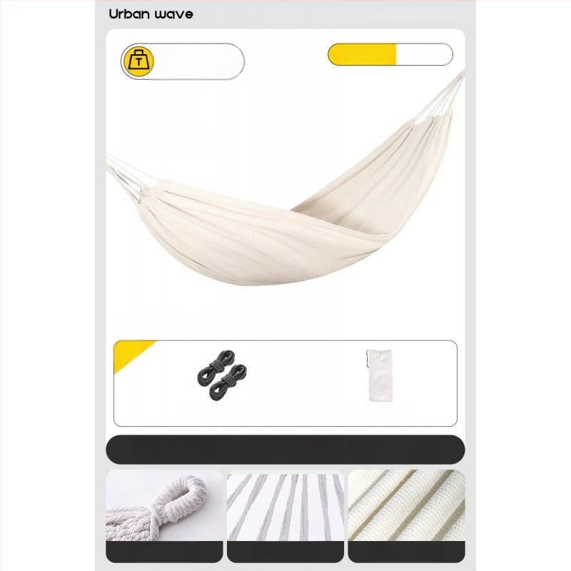 Oldalsó védőrúddal ellátott függőágy; felnőttek és gyerekek számára; vászon anyag; teherbírás 250 kg; vastagított kötéllel