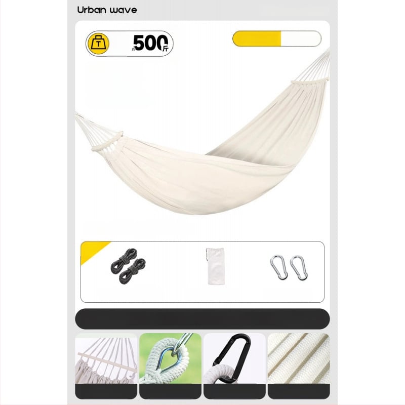 Oldalsó védőrúddal ellátott függőágy; felnőttek és gyerekek számára; vászon anyag; teherbírás 250 kg; vastagított kötéllel