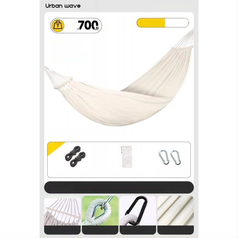 Oldalsó védőrúddal ellátott függőágy; felnőttek és gyerekek számára; vászon anyag; teherbírás 250 kg; vastagított kötéllel