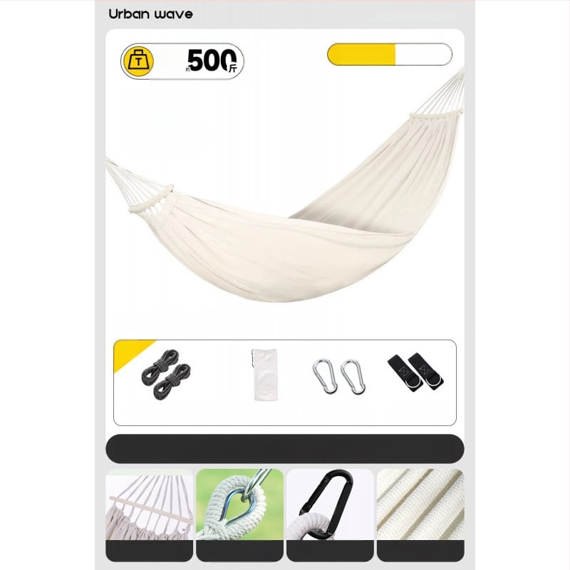 Oldalsó védőrúddal ellátott függőágy; felnőttek és gyerekek számára; vászon anyag; teherbírás 250 kg; vastagított kötéllel