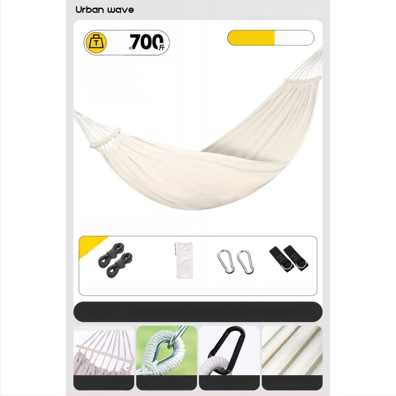 Oldalsó védőrúddal ellátott függőágy; felnőttek és gyerekek számára; vászon anyag; teherbírás 250 kg; vastagított kötéllel