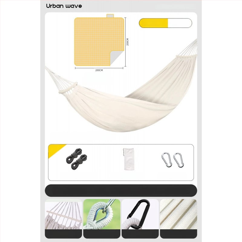 Oldalsó védőrúddal ellátott függőágy; felnőttek és gyerekek számára; vászon anyag; teherbírás 250 kg; vastagított kötéllel