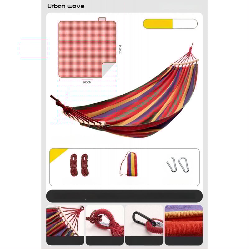 Oldalsó védőrúddal ellátott függőágy; felnőttek és gyerekek számára; vászon anyag; teherbírás 250 kg; vastagított kötéllel