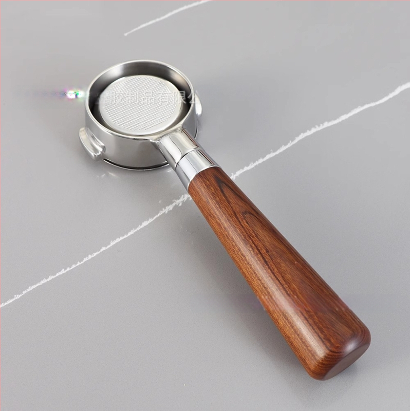 Λαβή πορτοφίλτερ χωρίς κάτω για κεφαλή E61, ανοξείδωτο ατσάλι με ξύλινο κράτημα, συμβατή με Delong, Platinum Rich και Aibao