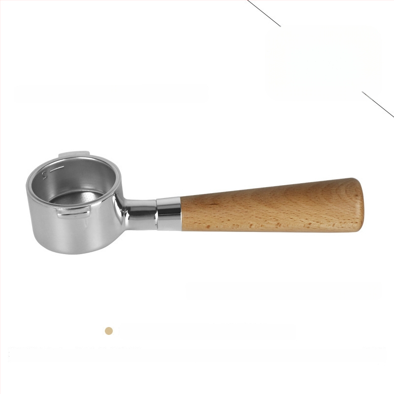 Λαβή πορτοφίλτερ χωρίς κάτω για κεφαλή E61, ανοξείδωτο ατσάλι με ξύλινο κράτημα, συμβατή με Delong, Platinum Rich και Aibao