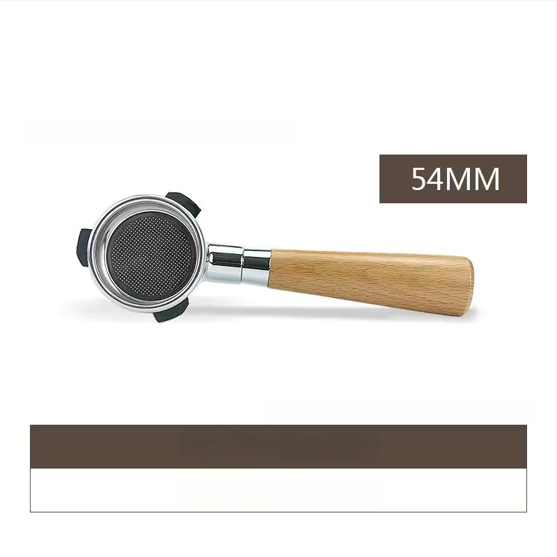 Λαβή πορτοφίλτερ χωρίς κάτω για κεφαλή E61, ανοξείδωτο ατσάλι με ξύλινο κράτημα, συμβατή με Delong, Platinum Rich και Aibao