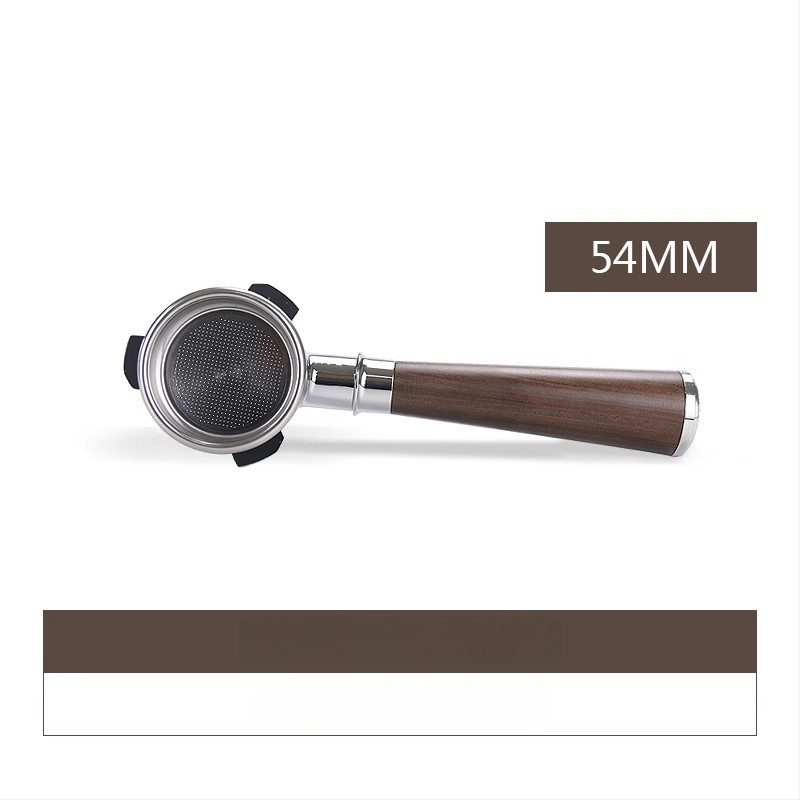 Λαβή πορτοφίλτερ χωρίς κάτω για κεφαλή E61, ανοξείδωτο ατσάλι με ξύλινο κράτημα, συμβατή με Delong, Platinum Rich και Aibao