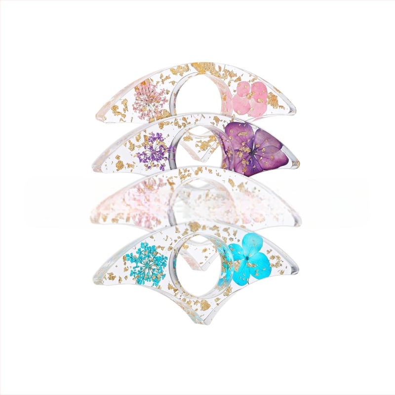 Jiaze – Szárított virágokkal ellátott könyvprés és hüvelykujj-tartó, műanyagból, antik stílusú, átlátszó modell, alap csomagolás