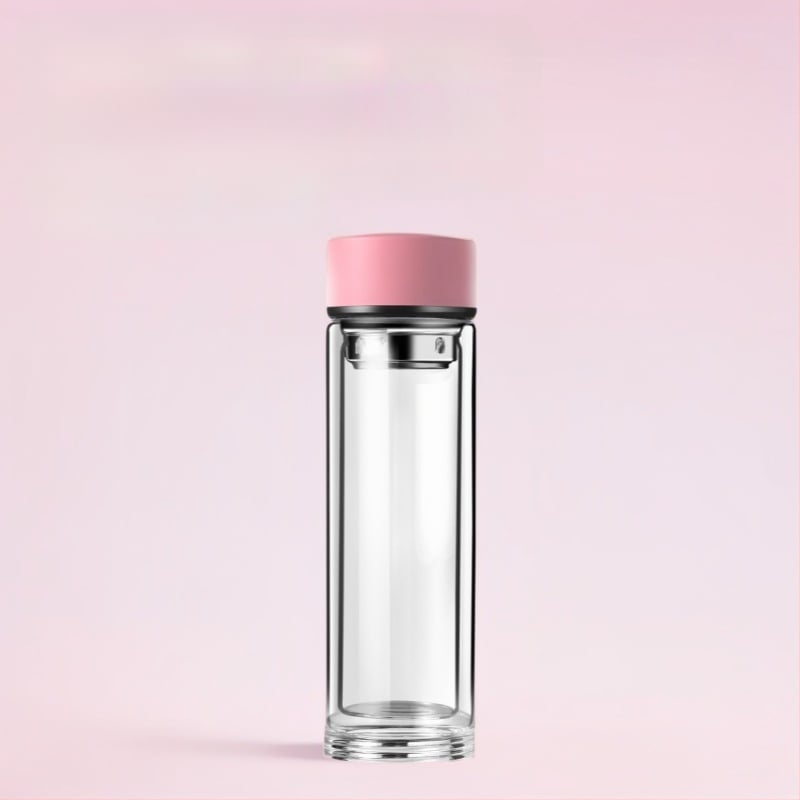 Κούπα τσαγιού με διπλό τοίχωμα από πυριτικό γυαλί, μονωμένη και ανθεκτική σε υψηλές θερμοκρασίες, περιλαμβάνει φίλτρο, μοντέρνος μινιμαλιστικός σχεδιασμός