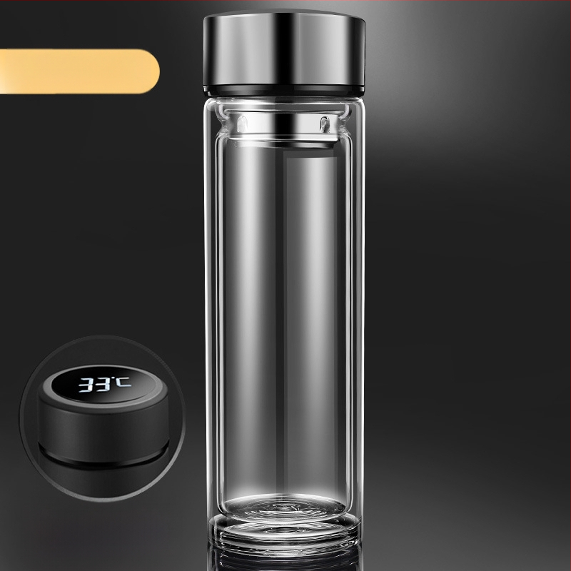 Κούπα τσαγιού με διπλό τοίχωμα από πυριτικό γυαλί, μονωμένη και ανθεκτική σε υψηλές θερμοκρασίες, περιλαμβάνει φίλτρο, μοντέρνος μινιμαλιστικός σχεδιασμός