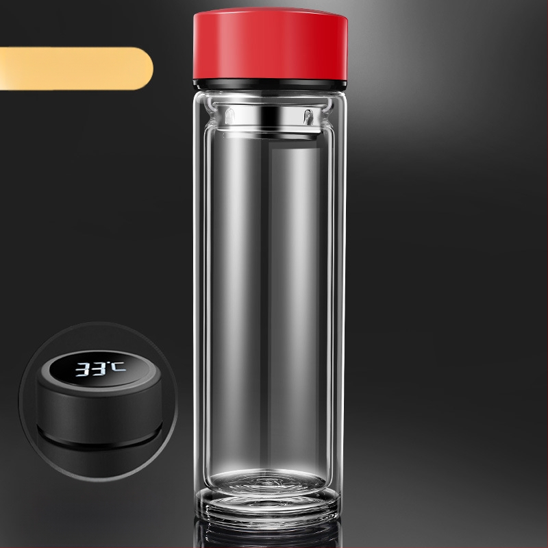 Κούπα τσαγιού με διπλό τοίχωμα από πυριτικό γυαλί, μονωμένη και ανθεκτική σε υψηλές θερμοκρασίες, περιλαμβάνει φίλτρο, μοντέρνος μινιμαλιστικός σχεδιασμός