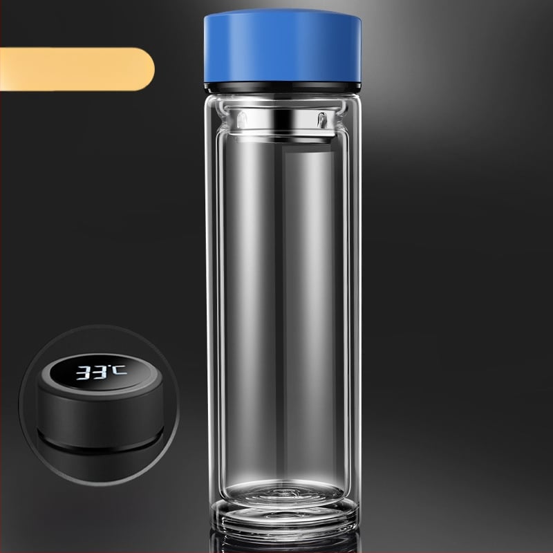 Κούπα τσαγιού με διπλό τοίχωμα από πυριτικό γυαλί, μονωμένη και ανθεκτική σε υψηλές θερμοκρασίες, περιλαμβάνει φίλτρο, μοντέρνος μινιμαλιστικός σχεδιασμός