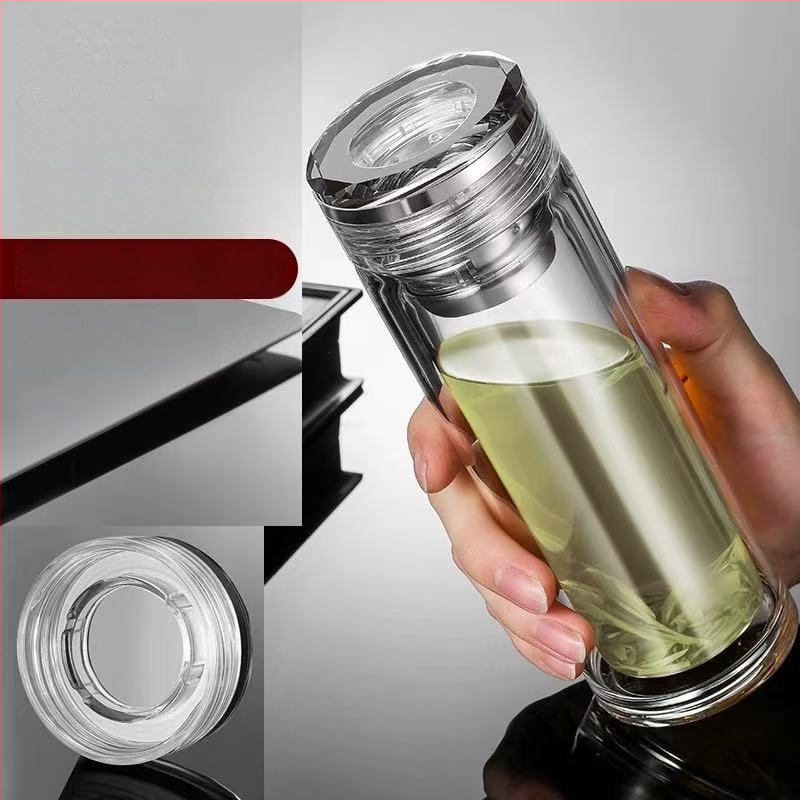 Κούπα τσαγιού με διπλό τοίχωμα από πυριτικό γυαλί, μονωμένη και ανθεκτική σε υψηλές θερμοκρασίες, περιλαμβάνει φίλτρο, μοντέρνος μινιμαλιστικός σχεδιασμός