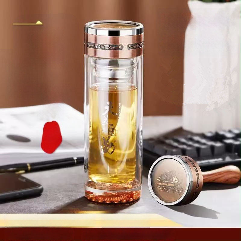 Κούπα τσαγιού με διπλό τοίχωμα από πυριτικό γυαλί, μονωμένη και ανθεκτική σε υψηλές θερμοκρασίες, περιλαμβάνει φίλτρο, μοντέρνος μινιμαλιστικός σχεδιασμός