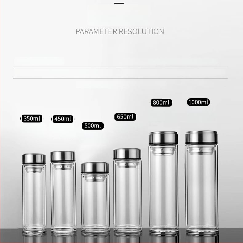 Γυάλινο ποτήρι τσαγιού από borosilicate με διπλό τοίχωμα, καπάκι και φίλτρο – στεγανό, δυνατότητα εξατομικευμένου λογότυπου, επαγγελματικό δώρο γραφείου