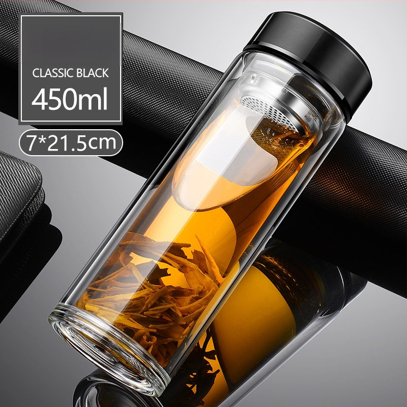 Γυάλινο ποτήρι τσαγιού από borosilicate με διπλό τοίχωμα, καπάκι και φίλτρο – στεγανό, δυνατότητα εξατομικευμένου λογότυπου, επαγγελματικό δώρο γραφείου