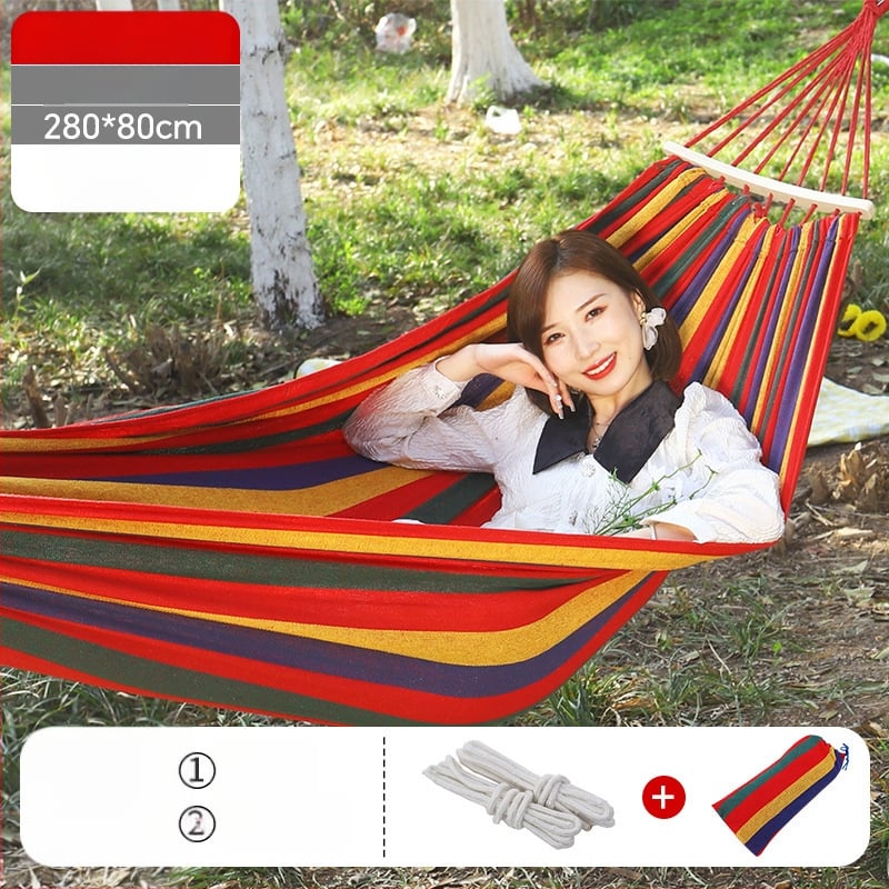 Kültéri vászon-hamakus hintaszék, megerősített kivitel, teherbírás 300 kg, tömeg 1,5 kg, kempingezéshez