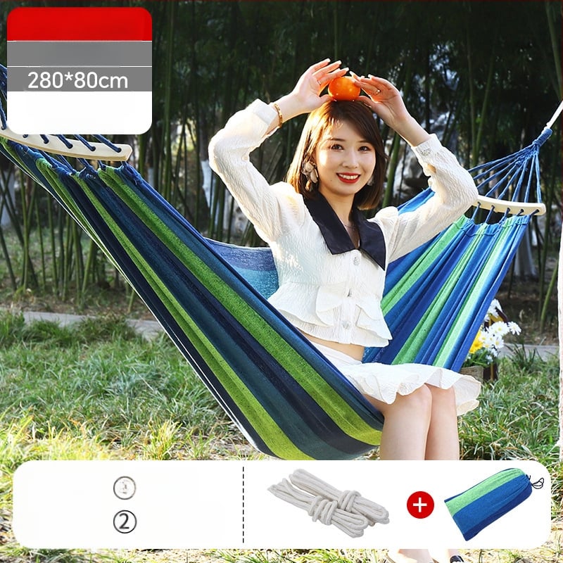 Kültéri vászon-hamakus hintaszék, megerősített kivitel, teherbírás 300 kg, tömeg 1,5 kg, kempingezéshez