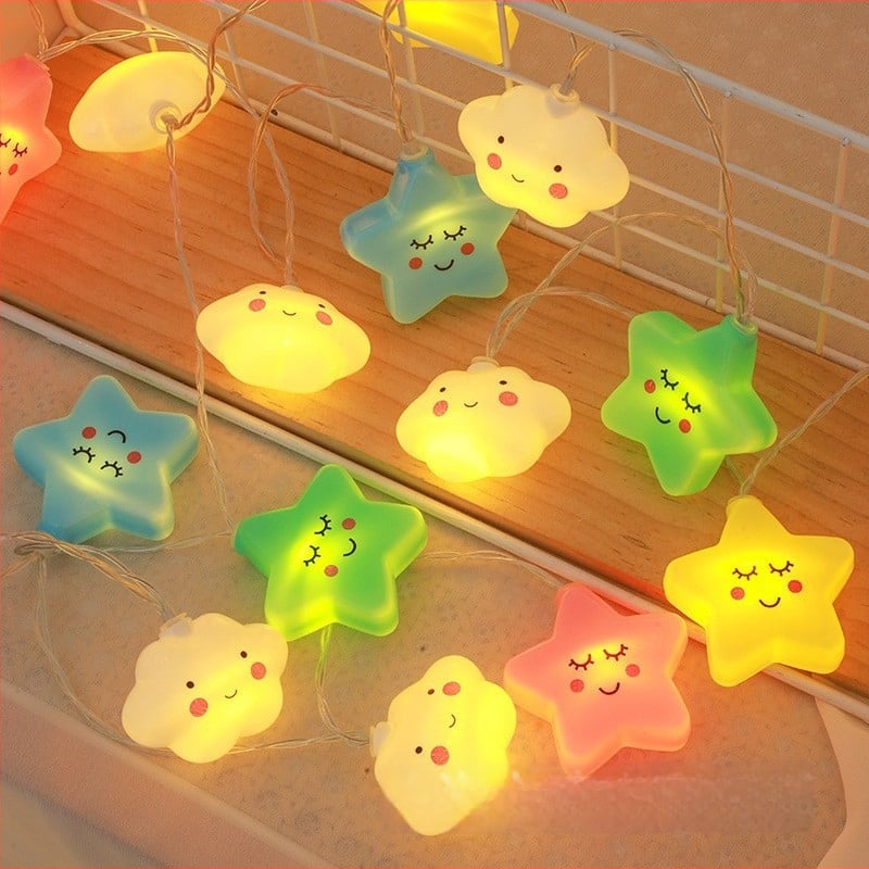 Lumină decorativă LED pentru cort, cu motive de stele și nori curcubeu, 20-2000 LED, 3.8W, IP44, alimentare solară/DC