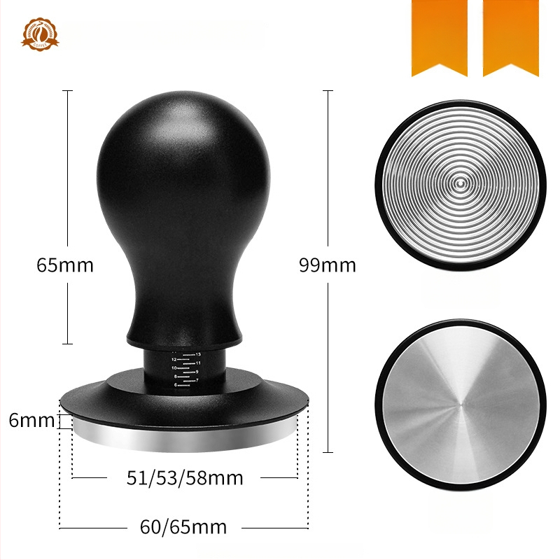 Πρέσα καφέ σε σκόνη, σταθερή πίεση 30 lb, σφυρί από ανοξείδωτο χάλυβα με βίδωμα, βάση ισορροπίας, σώμα από κράμα αλουμινίου + ανοξείδωτο χάλυβα