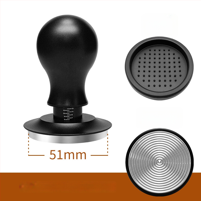 Πρέσα καφέ σε σκόνη, σταθερή πίεση 30 lb, σφυρί από ανοξείδωτο χάλυβα με βίδωμα, βάση ισορροπίας, σώμα από κράμα αλουμινίου + ανοξείδωτο χάλυβα