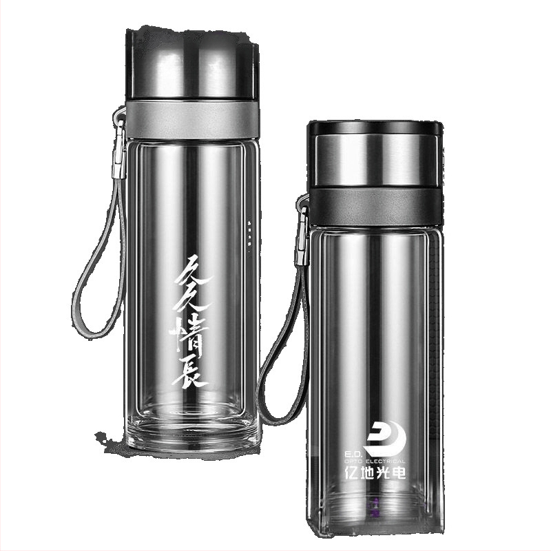 Κούπα τσαγιού από διπλό στρώμα γυαλιού μποροσίλικ για αυτοκίνητο, με αντι-κάψιμο μόνωση και καπάκι με ένα κλικ