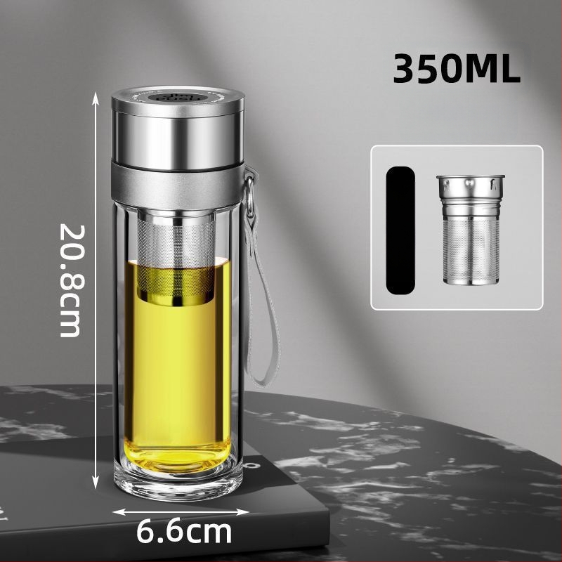 Κούπα τσαγιού από διπλό στρώμα γυαλιού μποροσίλικ για αυτοκίνητο, με αντι-κάψιμο μόνωση και καπάκι με ένα κλικ