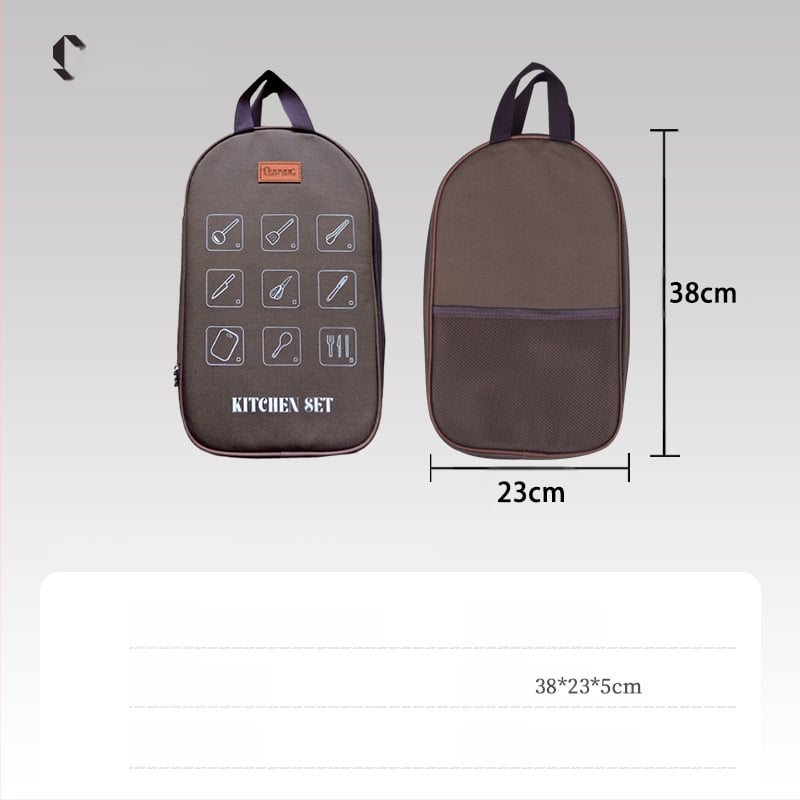 Kültéri rozsdamentes acél konyhai készlet – hordozható, 8–16 darab, kempingezéshez, autóval utazáshoz, piknikhez és BBQ-hoz, tároló táskával