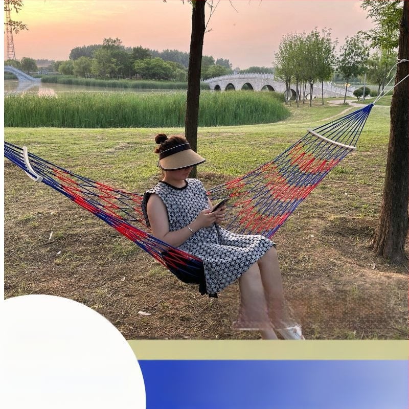 Kültéri függőágy - egyszemélyes, nylon kötél hálós felület, felborulás elleni dizájn