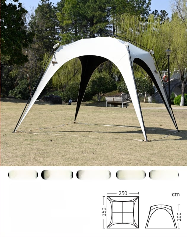 Automata gyorsan nyíló kültéri kupol sátor kempingezéshez; szélvédő és esőálló; egyrétegű konstrukció; szálas rudak; külső, belső és padló Oxford anyagból; súly 8,6 kg; külső vízállóság >3000 mm; alkalmas tavaszra és őszre