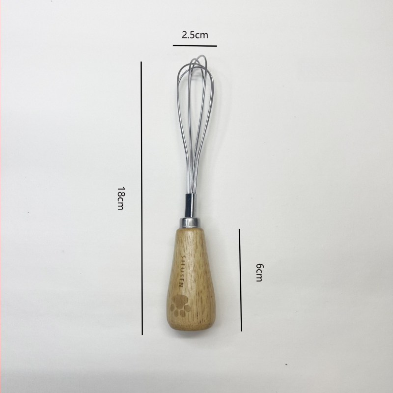 Разбърквач за яйца, разделител за белтъци и преса за пюре - 8-частен комплект кухненски прибори от неръждаема стомана с дръжки от гумирано дърво