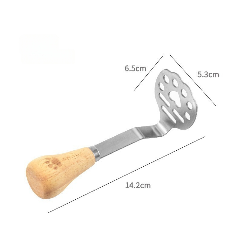 Разбърквач за яйца, разделител за белтъци и преса за пюре - 8-частен комплект кухненски прибори от неръждаема стомана с дръжки от гумирано дърво