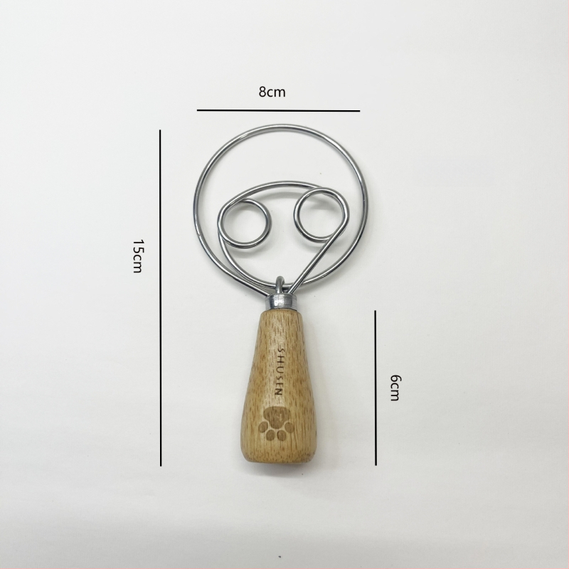 Разбърквач за яйца, разделител за белтъци и преса за пюре - 8-частен комплект кухненски прибори от неръждаема стомана с дръжки от гумирано дърво