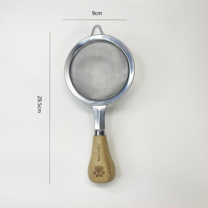 Разбърквач за яйца, разделител за белтъци и преса за пюре - 8-частен комплект кухненски прибори от неръждаема стомана с дръжки от гумирано дърво