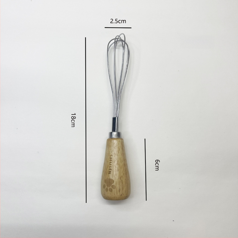Разбърквач за яйца, разделител за белтъци и преса за пюре - 8-частен комплект кухненски прибори от неръждаема стомана с дръжки от гумирано дърво