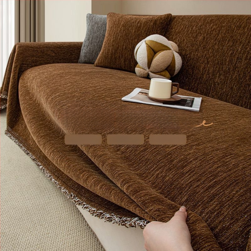 Chenille presvlačenje za sofu za sve sezone – potpuno pokrivanje za trosjednu sofu, minimalistički stil
