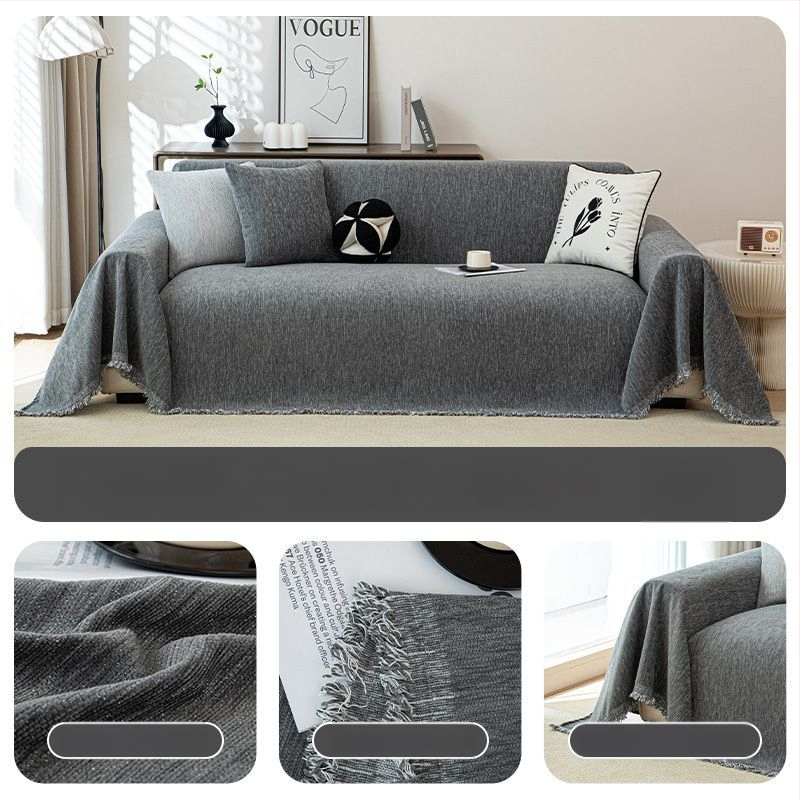 Chenille presvlačenje za sofu za sve sezone – potpuno pokrivanje za trosjednu sofu, minimalistički stil