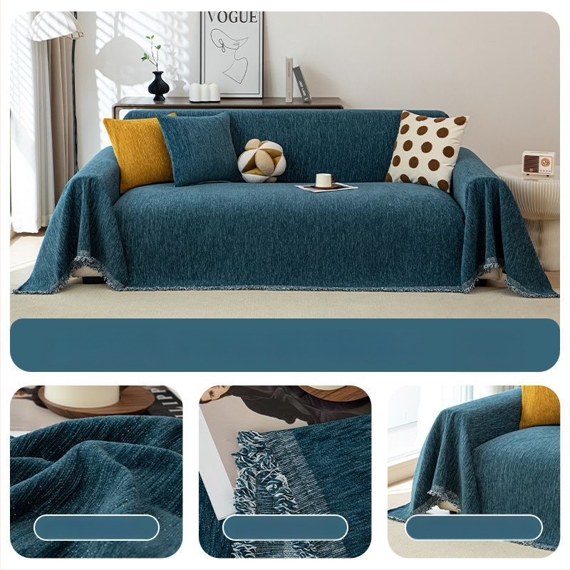 Chenille presvlačenje za sofu za sve sezone – potpuno pokrivanje za trosjednu sofu, minimalistički stil
