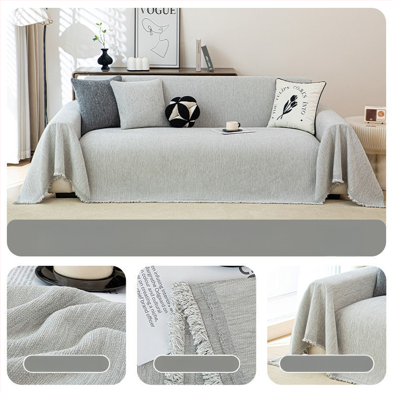 Chenille presvlačenje za sofu za sve sezone – potpuno pokrivanje za trosjednu sofu, minimalistički stil