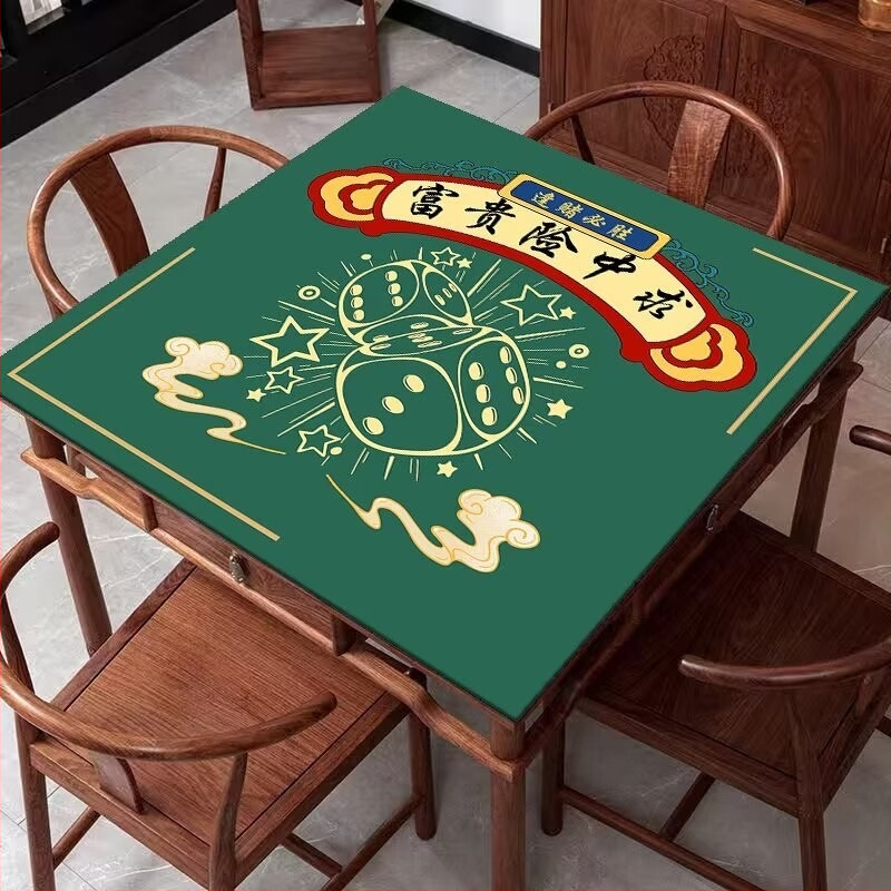 Kvadratni stolnjak u stilu Novo-kineskog, debeo i protuklizni, upija vlagu i otporan na mrlje, Crystal Velvet stolnjak za Mahjong