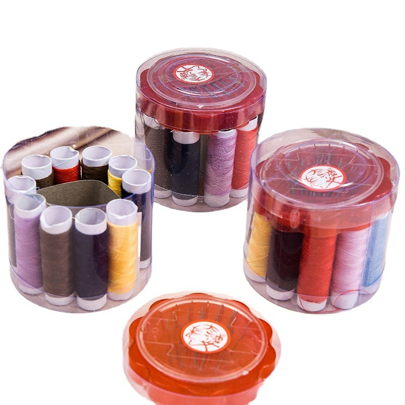 Kerek dobozos varrókészlet, műanyag, 252 darabos készlet