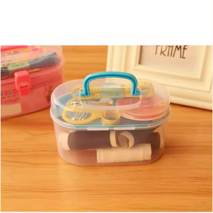 Hordozható varrótartó doboz, 9 darabos készlet, műanyag, japán stílus, egyszerű dizájn