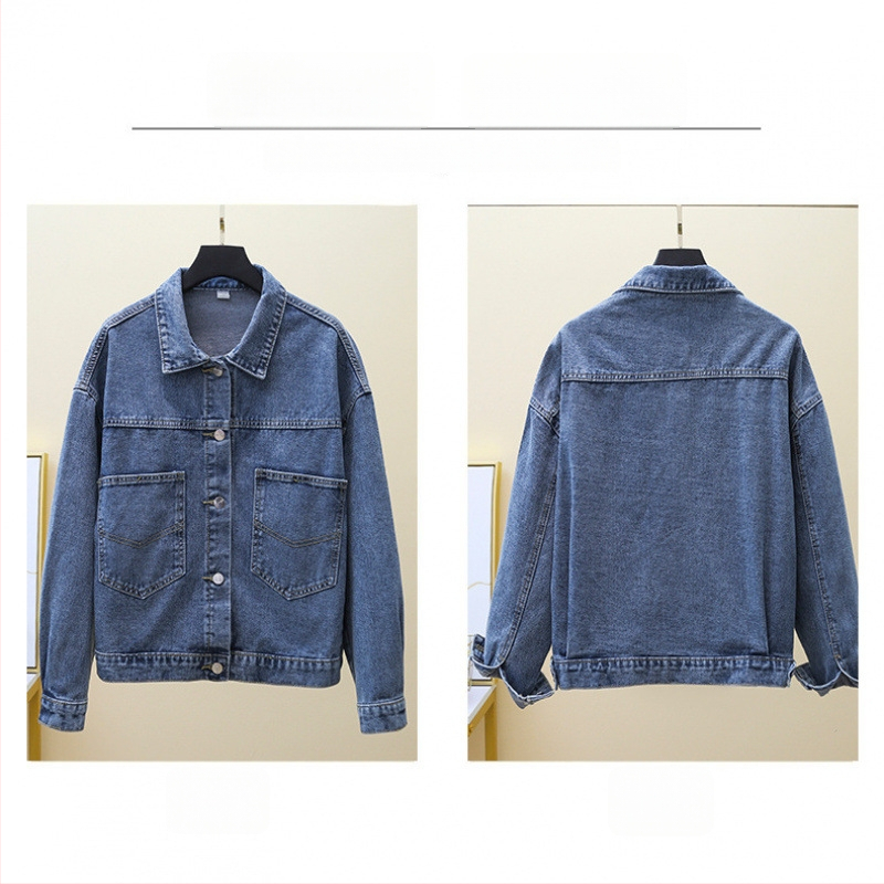 Ženska traper jakna u korejskom stilu, kratka, udoban kroj, proljeće–jesen 2025, gradski šik