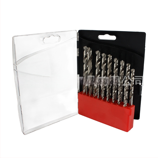 Set od 19 svrdla s ravnim vretenom, čelik visoke brzine, plastična kutija, model 4341