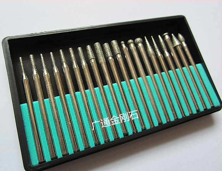 Set od 20 dijamantnih iglica za brušenje, male elektroplatirane glave od 3 mm, pribor za graviranje