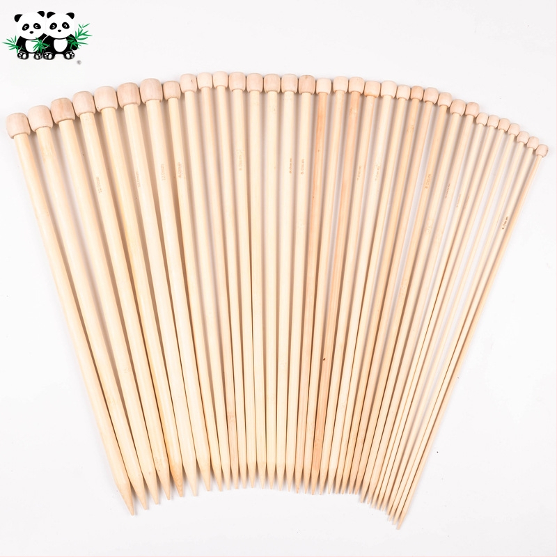 Set igala za pletenje s jednim vrhom, duljina 35 cm, prirodna boja, 18 parova (36 igala), karbonizirane s perlicama